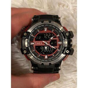 TIMEX Quartz Analog+Digital Men's Watch Black / Red 50mm